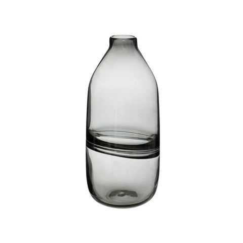 Jarrón plano Line de vidrio gris H30cm