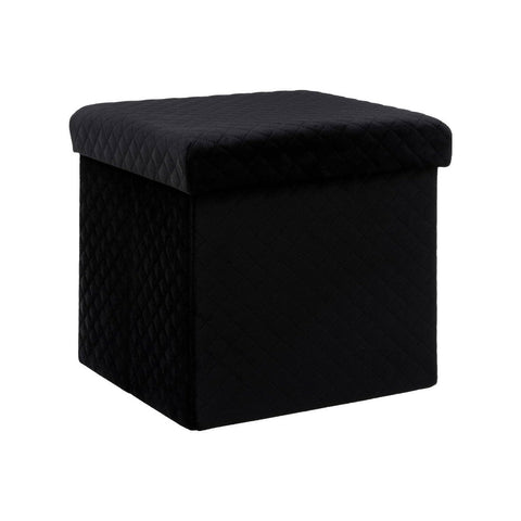 Pouf plegable de terciopelo negro 31x31cm