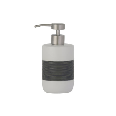 Dispensador de jabón blanco y gris