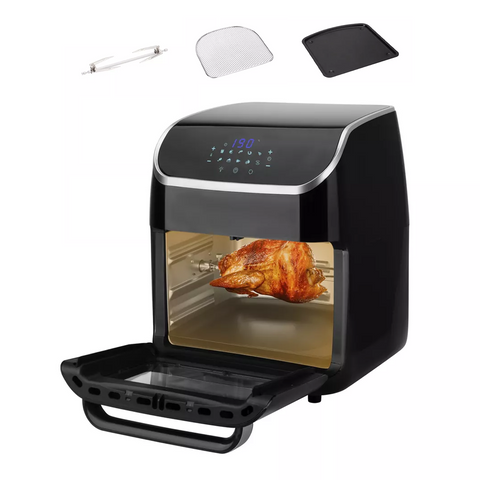 Freidora de aire - 12 litros con 3 accesorios incluidos (asador giratorio, bandeja y bandeja recoge migas)
