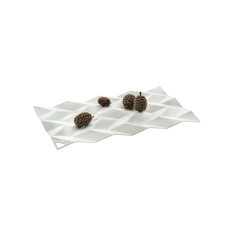 Centro de mesa de acero inoxidable Blanco 38x23,5cm