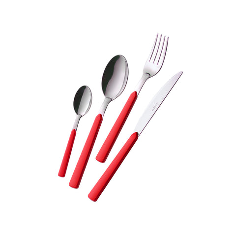 Set de 24 cubiertos de acero Fast Rojo