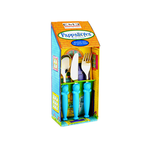 Set de 3 cubiertos infantiles Pappallegra Azul