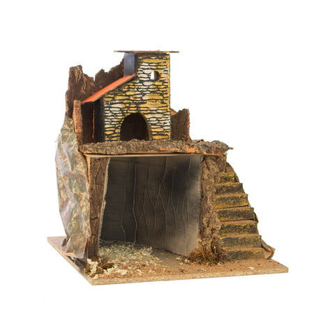 Cabaña de madera para belén de 30x31x36cm