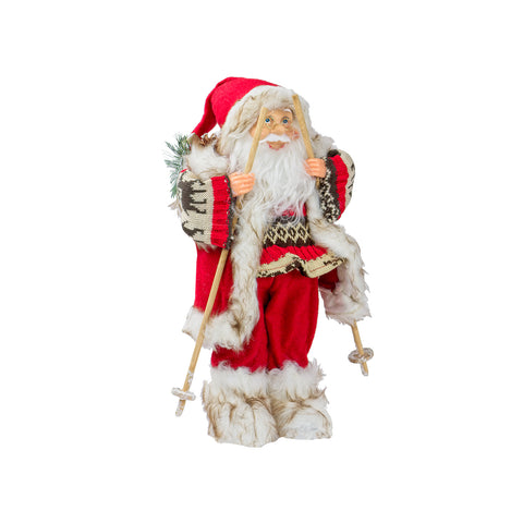 Decoración de Papá Noel con saco y esquís 40cm