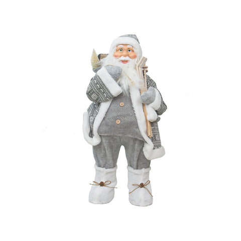 Decoración de Papá Noel con saco y esquís 80cm