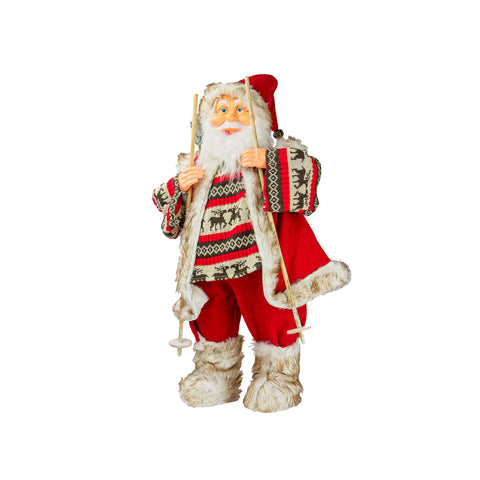Decoración de Papá Noel con saco y esquís 80cm