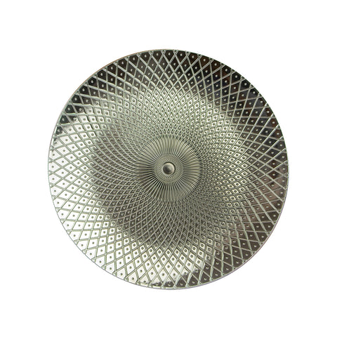 Plato de plástico con rombos concéntricos Silver 33cm