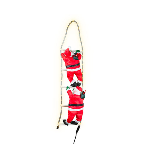 Set de 2 Papá Noel en escalera con LED de 20x106cm