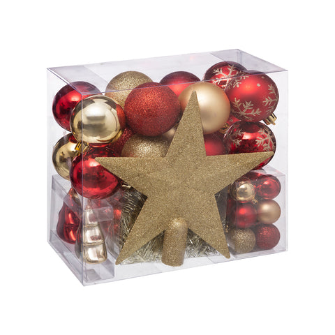 Set de 44 bolas y adornos para el árbol de Navidad