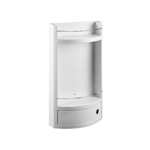 Estante de baño de 2 niveles y cajón de metal blanco 28,8x13,5x51cm