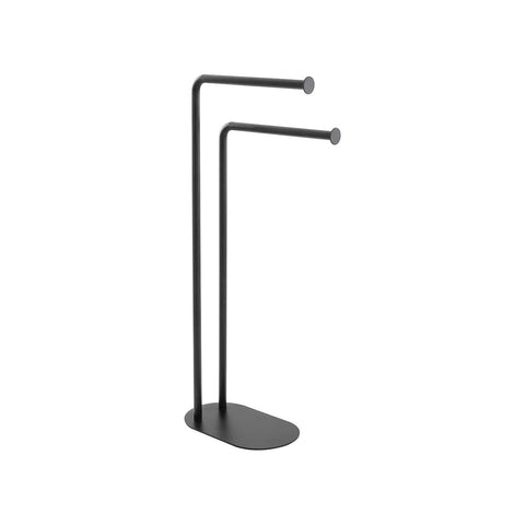 Toallero de pie de 2 brazos de acero negro, 30x80,5x17cm