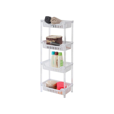 Estantería organizadora multiusos de 4 niveles de plástico blanco 31,2x82,5x19cm