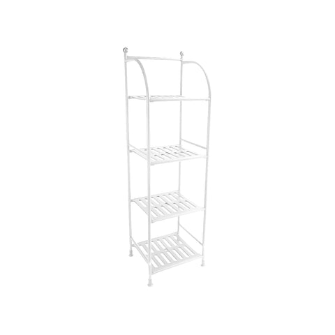 Scaffale Portaoggetti Per Bagno A 4 Piani In Metallo Bianco 33,5x116x27,5cm