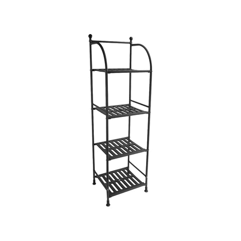 Estantería organizadora para baño de 4 niveles de metal negro 33,5x116x27,5cm