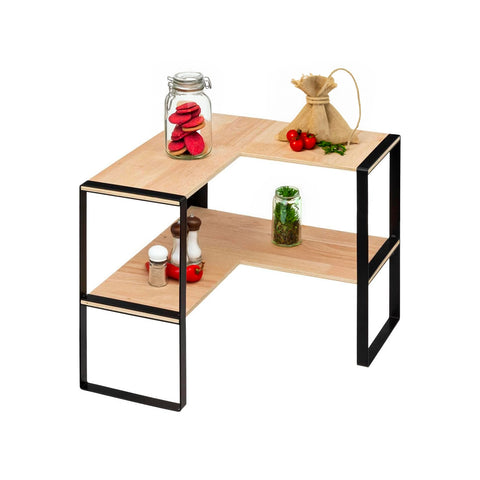 Estante de esquina para cocina con 2 baldas de bambú de 40x35x40cm
