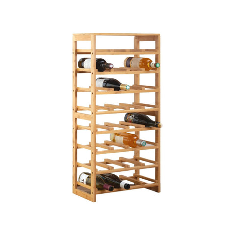 Estantería portabotellas de bambú natural para 32 botellas