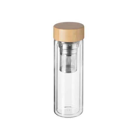Tetera de bambú y vidrio de doble pared 40cl