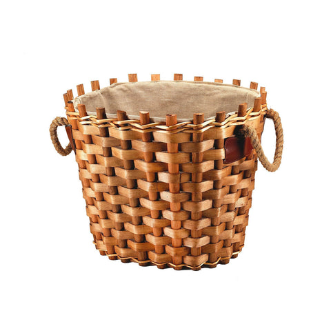 Cesta ovalada forrada para leña 50x42x40cm