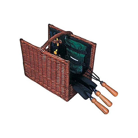 Cesta de mimbre con set de herramientas de jardinería – Completo y listo para usar