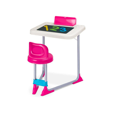 Pupitre escolar 2 en 1 con pizarra y asiento rosa