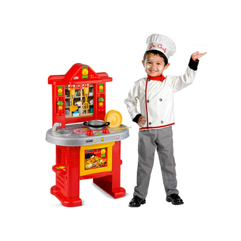 Cocina de chef roja alta de 58cm con 14 accesorios incluidos
