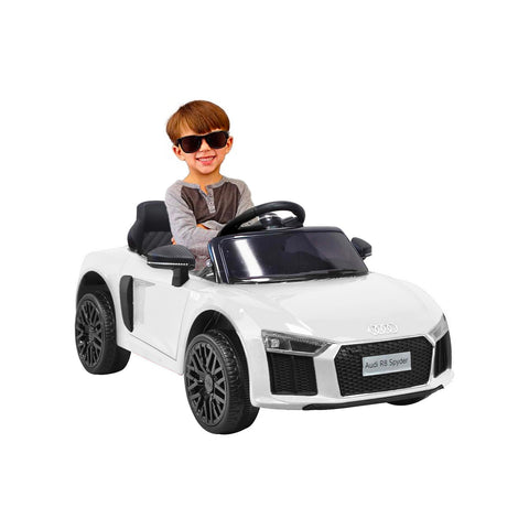 Coche eléctrico Audi R8 Spyder blanco 12v 4,5ah 106x60x41cm