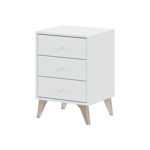 Mesita de noche blanca con 3 cajones 40x33x56cm