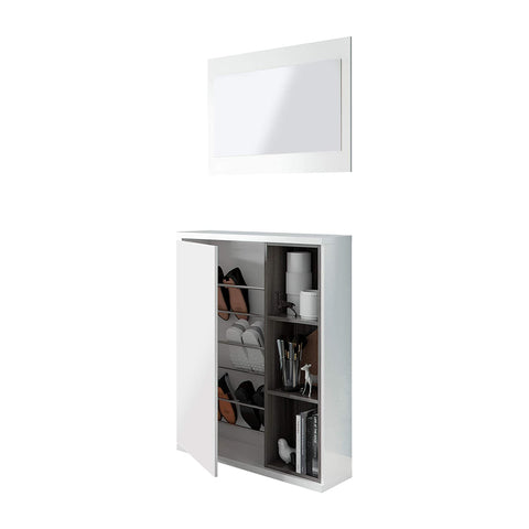 Zapatero con espejo blanco 79x25x108cm