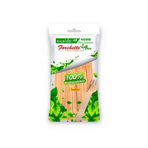 Tenedores desechables de madera, set de 24, 16cm