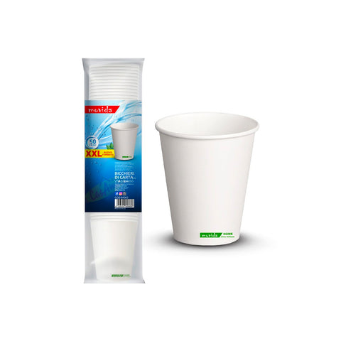 Set de 50 vasos de papel ecológico para agua de 210ml