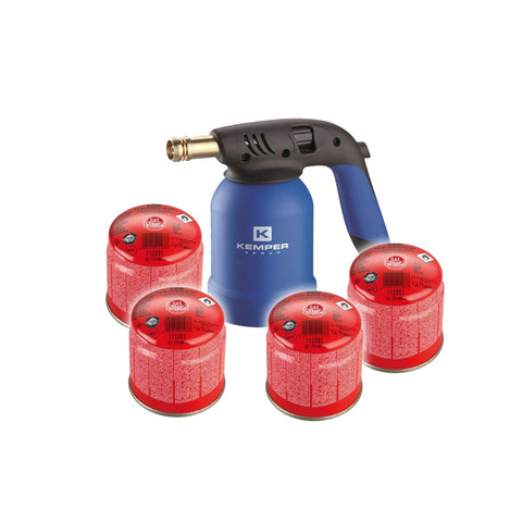 Set de soldador a gas con 4 cartuchos