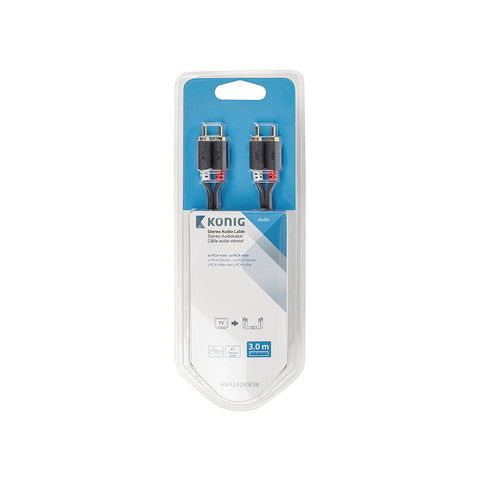 Cable de audio 2x RCA macho - macho 3m