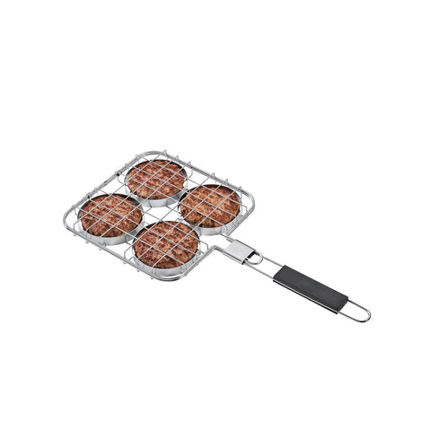 Pinza de acero para parrilla de barbacoa para hamburguesas