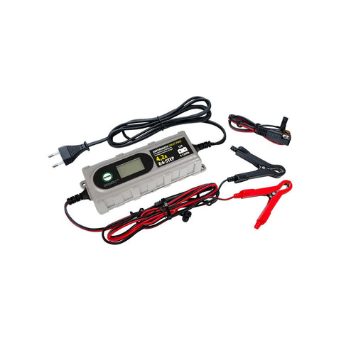Cargador de batería para vehículos con pinzas para batería 12v - 4,2a