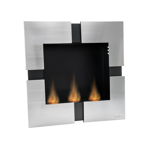 Chimenea de bioetanol de pared Atenea de acero