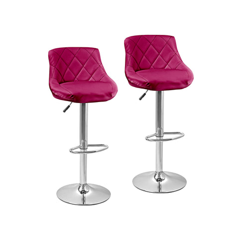 Set de 2 taburetes de bar y cocina de polipiel burdeos