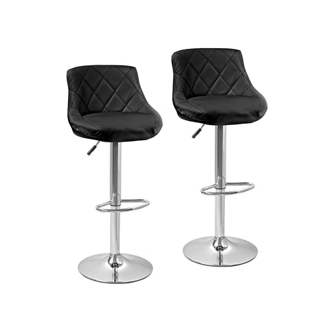Set de 2 taburetes de bar y cocina de polipiel negra