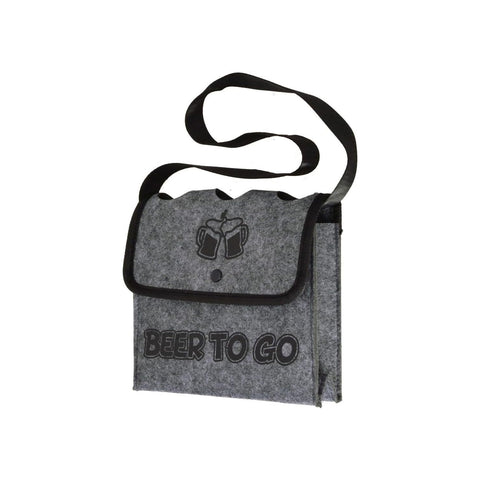 Bolso bandolera portacerveza de fieltro 21x28cm gris