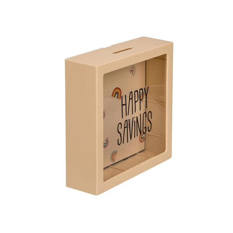 Hucha caja con marco decorado con arcoíris de plástico 15cm