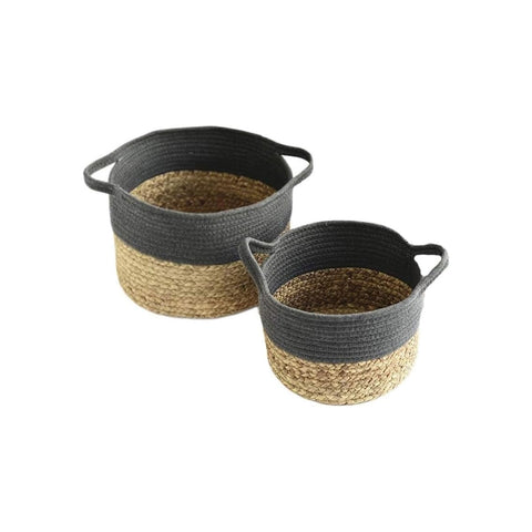Set di 2 cestini portaoggetti in erba marina 18/20cm