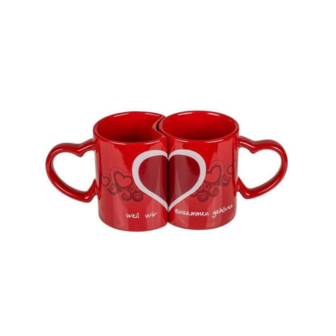 Set de 2 tazas mug encajables con forma de corazón 8,3cm