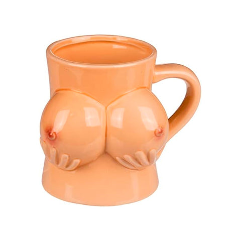 Taza mug con decoración de pecho femenino de temática divertida 11x9cm