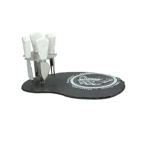 Set de 5 piezas: plato y cuchillos para queso