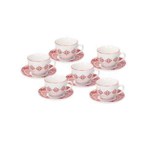 Set de 6 tazas de té con platillo Coral
