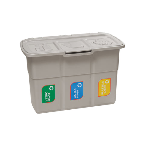 Cubo de basura de 3 compartimentos para recogida selectiva 25L topo