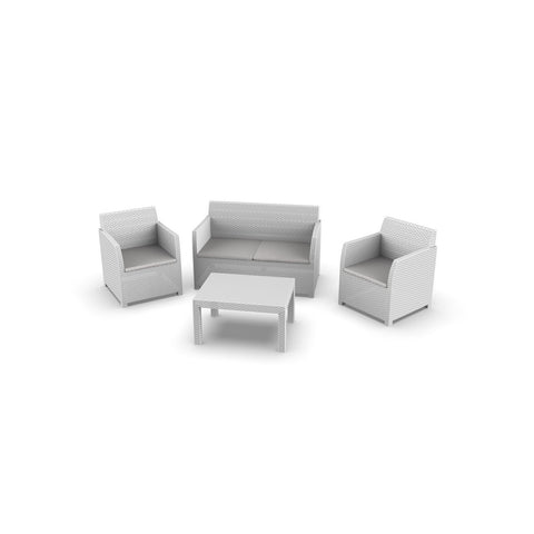 Set de sofá con 2 sillones y mesa auxiliar blanco