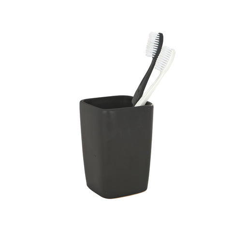 Vaso portacepillos de cerámica negro