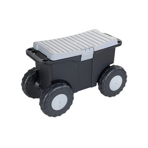 Carrito de jardín XXL de 4 ruedas con tapa-asiento