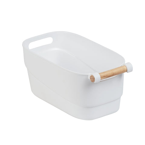 Cesta organizadora con asa de madera S